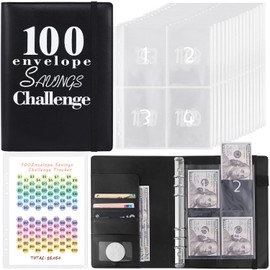 WAPAG 100 Envelope Money Saving Challenge Binder, Reusable A5 Money Budget Binder with Cash Envelopes, Funny Way Challenges Book to Save $5,050 (Black)