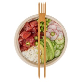 Restaurantware 10 Inch All-In-One Chopsticks With Fork 100 Multi-Functional Chopstick Utensil Combo - Durable Sustainable Bamboo Fork Chopsticks For Home Travel Or Take Out