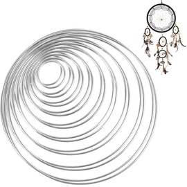 PNOOFR Pack of 18 Metal Rings Wire Rings Metal Rings Silver Metal Rings for Crafts Dream Catcher Rings Silver for DIY Floral Hoop, Dream Catcher, Wedding Wreath, Floristry, Wall Hanging