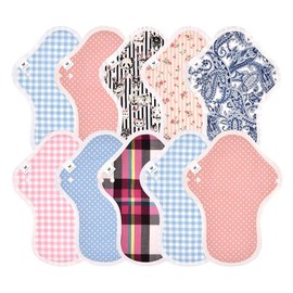 Cloth Napkins, NO 6, Organic Cotton, Set of 10, v15 gm, Basic, Familiar Dots, Gingham and More