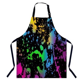 BGBDEIA Colorful Paint Splash Apron, Unisex Adjustable Cooking Apron, Waterproof for Home Kitchen, Restaurant, Coffee House