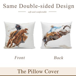 Yopurec Western Cowboy Riding Horse Pillow Cover Set of 2 Wild West Decorative Throw Pillow Case for Home Party College Dorm Living Room Bedroom Couch Sofa Cushion Case 18x18 Inch