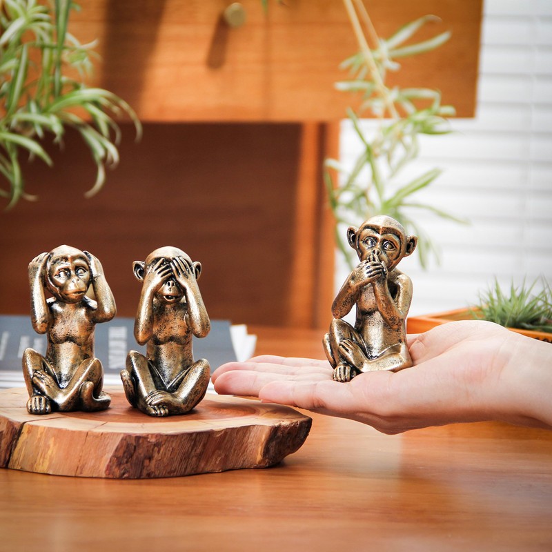 Leekung 3 Wise Monkeys Statue for Home Decor Accents,Hear no