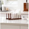 HBlife 4pcs 6 Slots Teak Dish Plate Bowl Cup Book