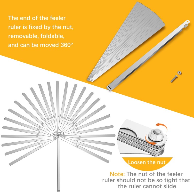 25 Blades Stainless Steel Long Feeler Gauge, Metric and Imperial