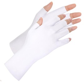 PEOVLVN 2 Paar Damen Sonnenschutz Handschuhe Atmungsaktiv Fingerlose Handschuhe UV-Handschuhe für Gel-Nägel Hautpflege für Nagellampe UV Schutzhandschuhe für Damen