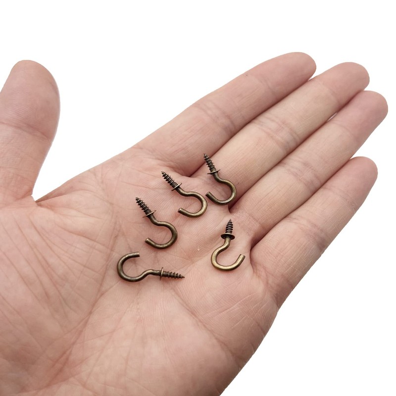 MYYZMY 120 Pcs 1/2 Inch Screw-in Hooks Nickel Plated Metal