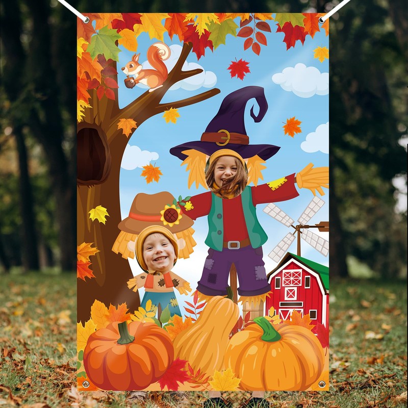 YQUQWN Thanksgiving Photography Backdrop Pumpkin Photo Background 59 x 39.4