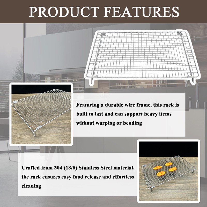 Set of 2 Cooling Racks with Folding Legs，for Cooking, Roasting,
