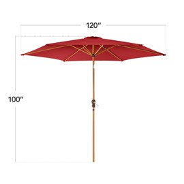 Best Choice Products 10ft Market Umbrella, Outdoor Sun Shade for Backyard, Deck, Poolside, Table w/Woodgrain Pattern, Easy Tilt & Crank - Red