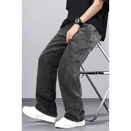 Baggy Jeans Men Y2k Hip Hop Denim Pants for Men Streetwear 90s Grey 32