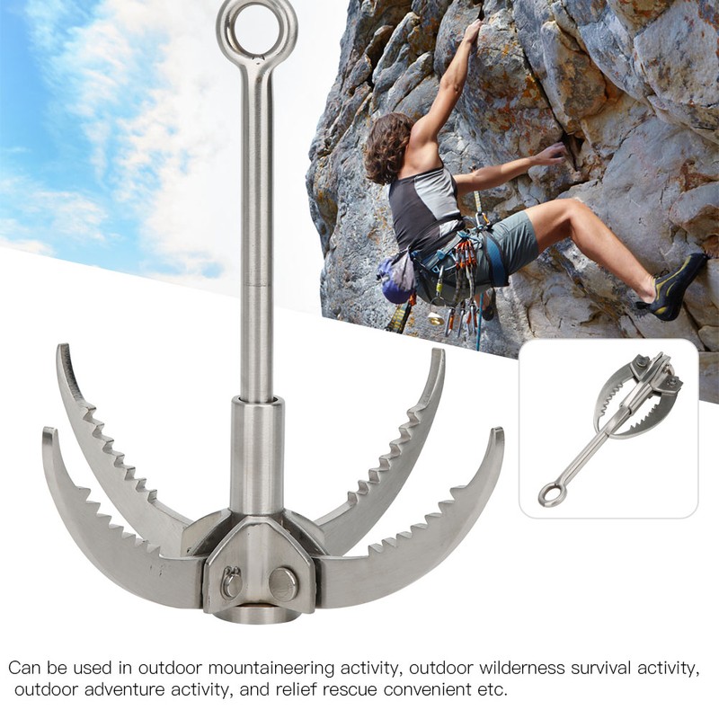Stainless Steel Grappling Hook 4 Claws Rock Climbing Folding Hook