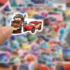 TUMAJI 100 Pcs Cartoon Movie Cars Stickers for Water Bottle Waterproof Vinyl Animation Cars Movie Decals for Laptop Tablet Scrapbook Binders Luggage Skateboard