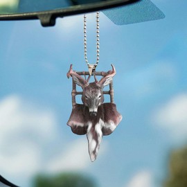 Car Rear View Mirror Pendant, Acrylic Christmas Tree Hanging Ornament, Animal 2D Flat Car Rear View Mirror Charm, Auto Interior Accessories Decoration Presents for Window Wall (Deer)