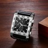 Avaner Men's Square Watch, Oversize Steampunk Watch, Leather Strap Big