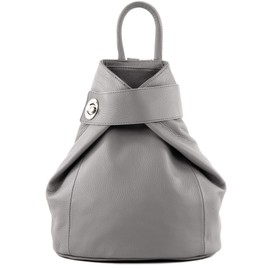 modamoda de - T179 - ital: Women's backpack bag made of leather (Mouse grey)