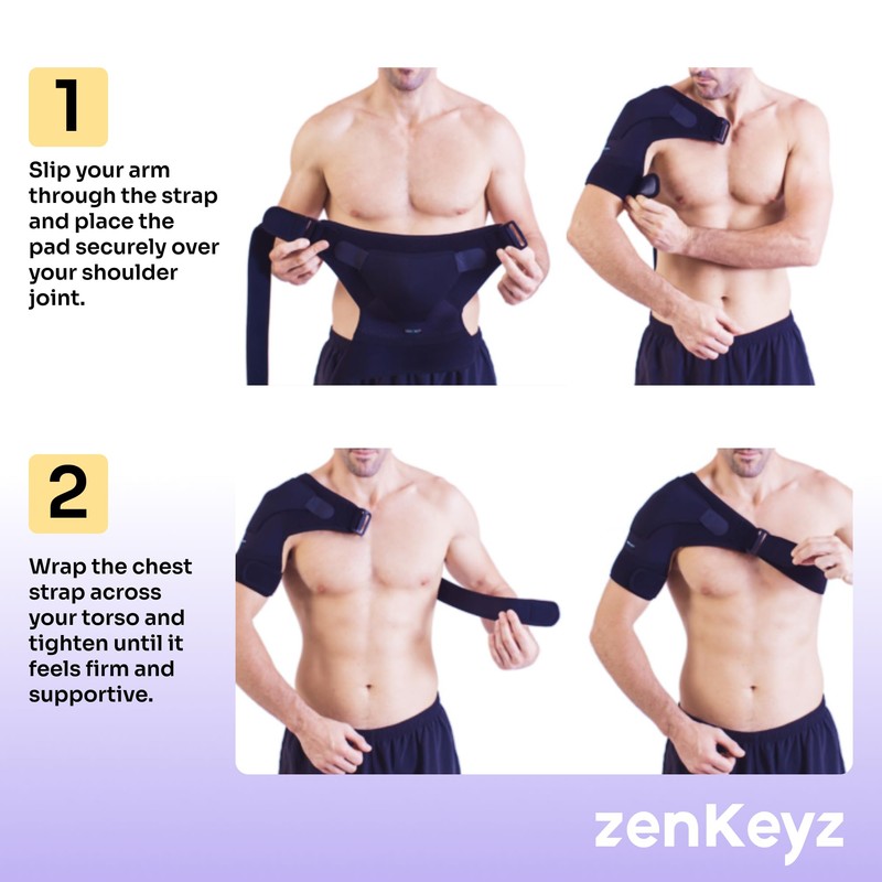 ZENKEYZ Rotator Cuff Shoulder Brace - Gray, S/M, Left &