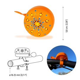 MUGI - Children's Bicycle Bell | Hand Painted in the EU | Suitable for Handlebars from 18 to 25 mm | Bell Diameter 5.8 cm | Scooter, Adults, Girls, Boys, Child | Loud Sound 100 dB