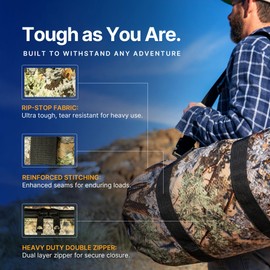 Diamond Ripstop Big XL Duffle Bags, Ultra Tough & Tear Resistant, Reinforced Stitching, Weatherproof, Packable Foldable Duffle Bag for Traveling (18" x 42" 175L, Black)