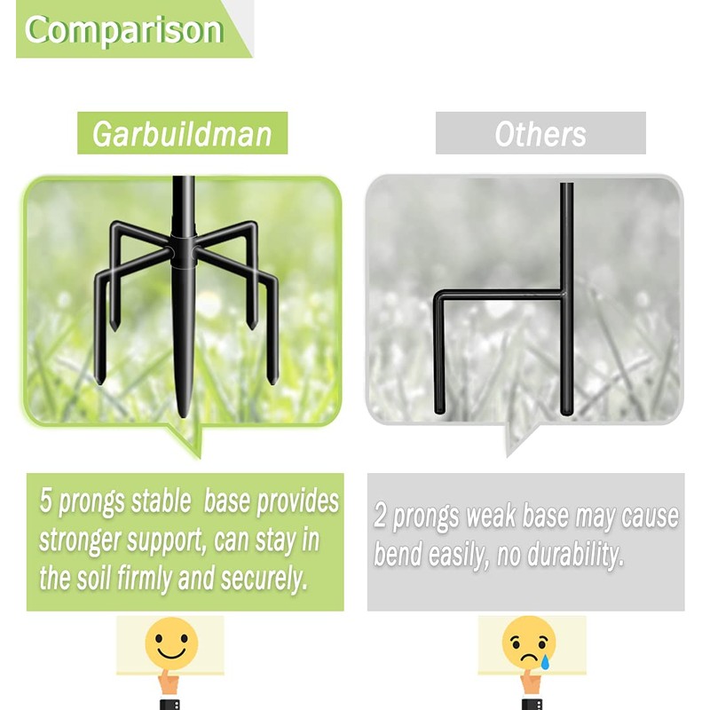 Garbuildman 92 Inch Tall Shepherd Hooks with 5-Forked Base, Adjustable