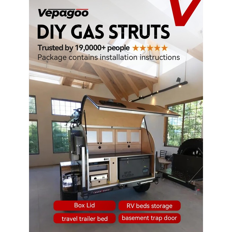 Vepagoo 36in 120lb/534N Gas Struts for RV Bed with Brackets,