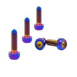 Rison Titanium Screw, M7 x 1 x 24.5 mm, M7 Titanium Split Rim Bolt, GR5 Screw, 5 Pieces (M7 x 1 x 24.5, Blue Burning)