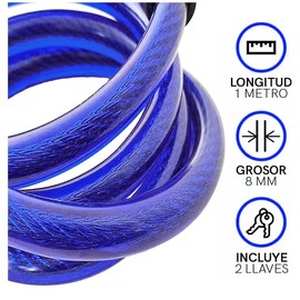 Lecute Candado Cadena Bicicleta Motocicleta Antirobo Cable Seguridad Casco Lock Llave Cerradura Multiuso (Azul)