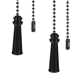 Black 30.48 cm Metal Ceiling Fan Zipper Kit, Decorative Fan Zipper Pendant with Connectors for Ceiling Lamp Fan Chains, 2-Piece Set (Long zipper)