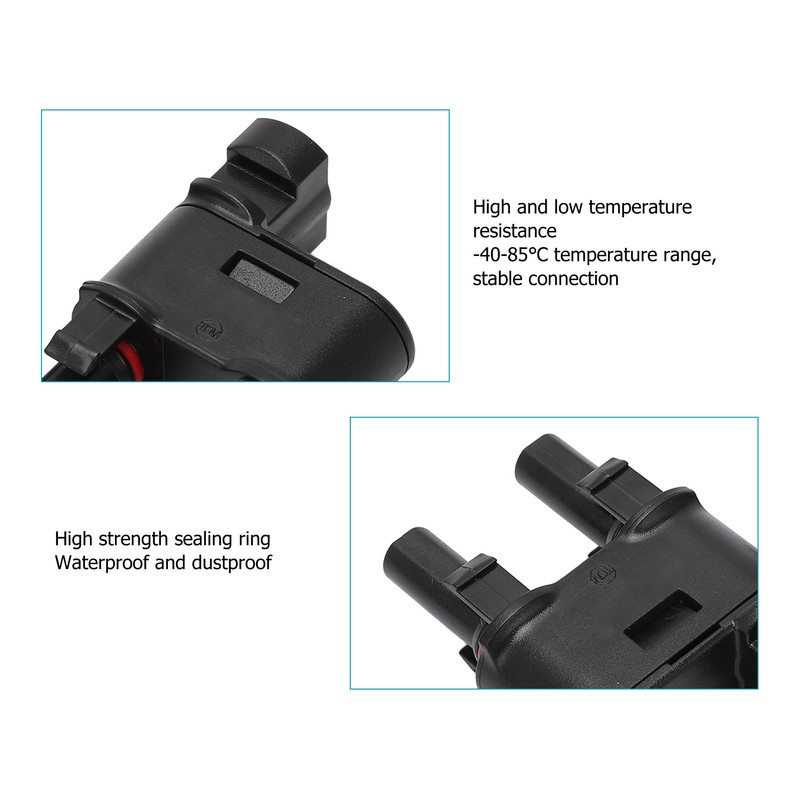 2PCS Solar PV Connector 2 to 1 Photovoltaic Crimp Connector