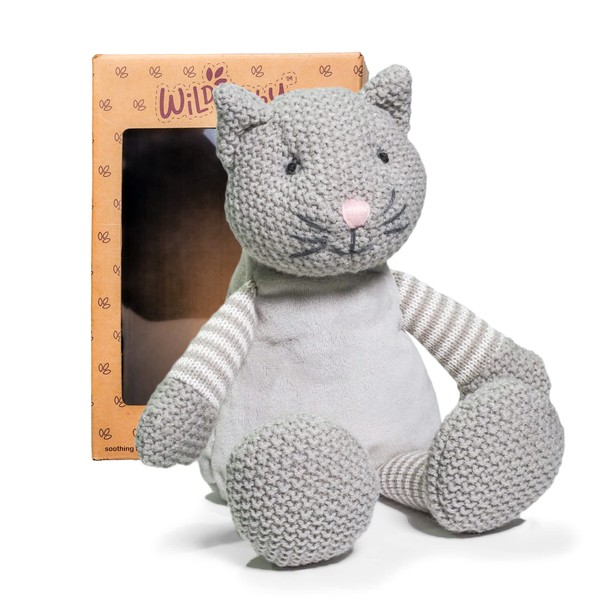 WILD BABY Cat Stuffed Animal Heatable Plush Pal with Aromatherapy Lavender Scent for Kids - Lavender Kitty Microwavable Stuffed Animal 12"