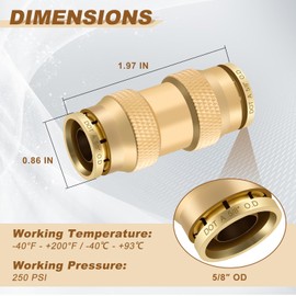 Boeray 5/8" Quick Push to Connect Fittings Brass Union Straight Joint DOT Approved 5/8 inch tube OD Air Line Adapter Air Spring Suspension Kit for Car Truck Trailers and Air Brake System 5pcs