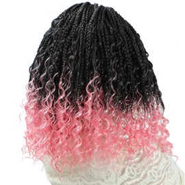 8 Packs Crochet Box Braids- 14 Inch Bohomian Box Braid Crochet Hair Synthetic Braiding Hair Goddess Box Braids Crochet Hair for Black Women(14(8Packs), 1B/Pink)