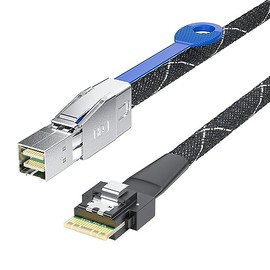 10Gtek SFF-8644 to Slimsas 4i HD Mini SAS Cable, SFF-8644 to SFF-8654, SAS3.0, 0.5-m(1.6ft)