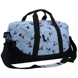 Kuromi Girls Duffle Bag, 16 x 10 x 6.5 inch, Travel Sleepover Dance Bag with Pockets, Purple