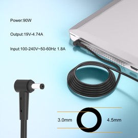 90W 19V 4.74A Laptop Charger for Asus Vivobook 14X 15X 16X 17X M1502IA F1605 F1605VA K1703Z M1703Q Y1603C Asus ExpertBook B1500 P2451F P751J Asus Q529Z Q529Z 524U UUUX533F UX480F Power Cord
