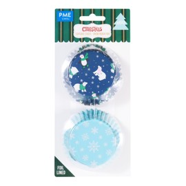PME Christmas Foil Coated Cupcake Cases - Snow Fun (Pack of 60)