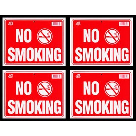 4 Signs NO SMOKING Sign Flexible Heavy Thick Plastic (9 inch X 12 inch)