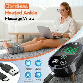 Heated Foot Massager with Vibration, Digital Display Foot Heating Wrap, 6 Heat Levels, 3 Vibration Modes, 3 Timer Settings for Feet