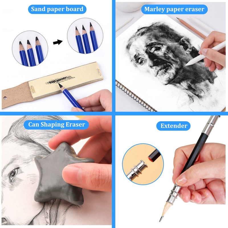 JOTOL 145-Piece Pencils Sketching Pencils Set, Drawing Pen Set, Sketching