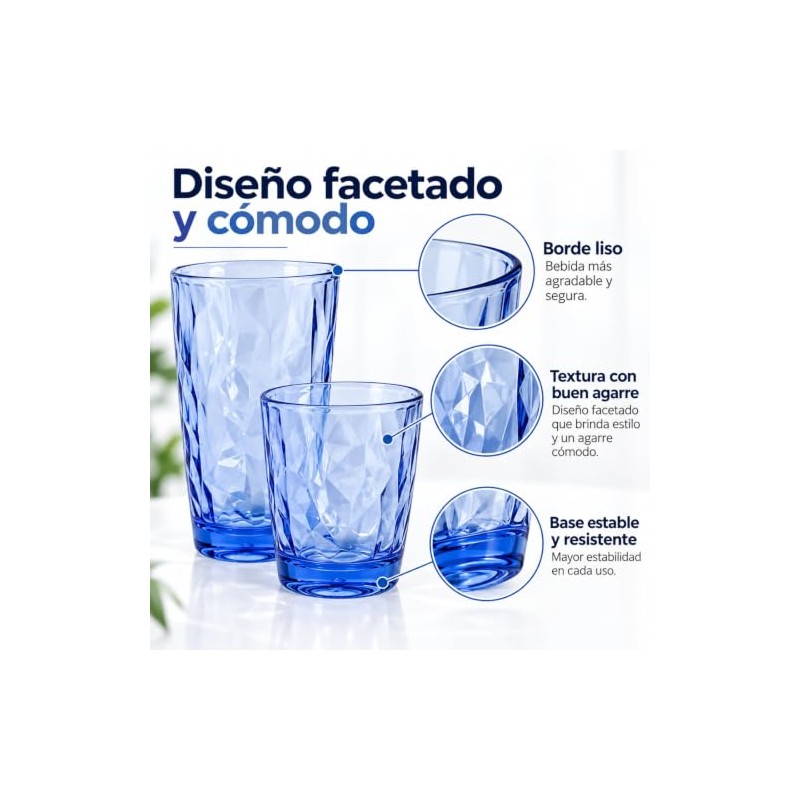 Vasos de plástico Irrompibles, Juego de 8 (4 Altos 16oz