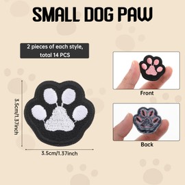 Thinp Pack of 14 Children's Iron-On Patches, Dog Paws, Embroidered Patches, Paw Print Patches for Iron-on, Paw Dog Patches, Iron-On Patches, Fabric for Iron-on, for Clothing, Jeans