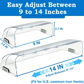 Binazon Heating & Air Vent Deflector for Vents, Sidewall, Ceiling, Floor Registers - Adjust Between 9"-14", Magnetic Vent Covers for Air Conditioning, Heat, AC, Floor, Under Furniture (2 Pack Clear)
