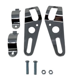 Alchemy Parts Motorcycle Headlight Fork Mount Brackets Chrome for 36mm to 49mm Diameter Forks Cafe Racer Street Fighter