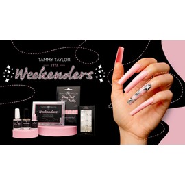 Tammy Taylor Acrylic Coffin Nail Tip Extensions | Tapered Square Clear Full Coverage, Natural Lightweight, Long Lasting, Professional C Curve Acrylic Tips | Medium, Long & XX Long Weekenders Bundle