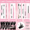 Lash Clusters Kit, 640 Pcs Eyelashes Clusters Extensions Kit 9-16mm