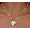 Solid Sterling Silver & OPAL SUNFLOWER DAISY Pendant (Optional Necklace)