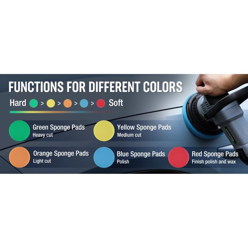 WORKPRO 5PCS 6.5-inch Polishing Pads Sponge Waxing Foam Buffing Kit