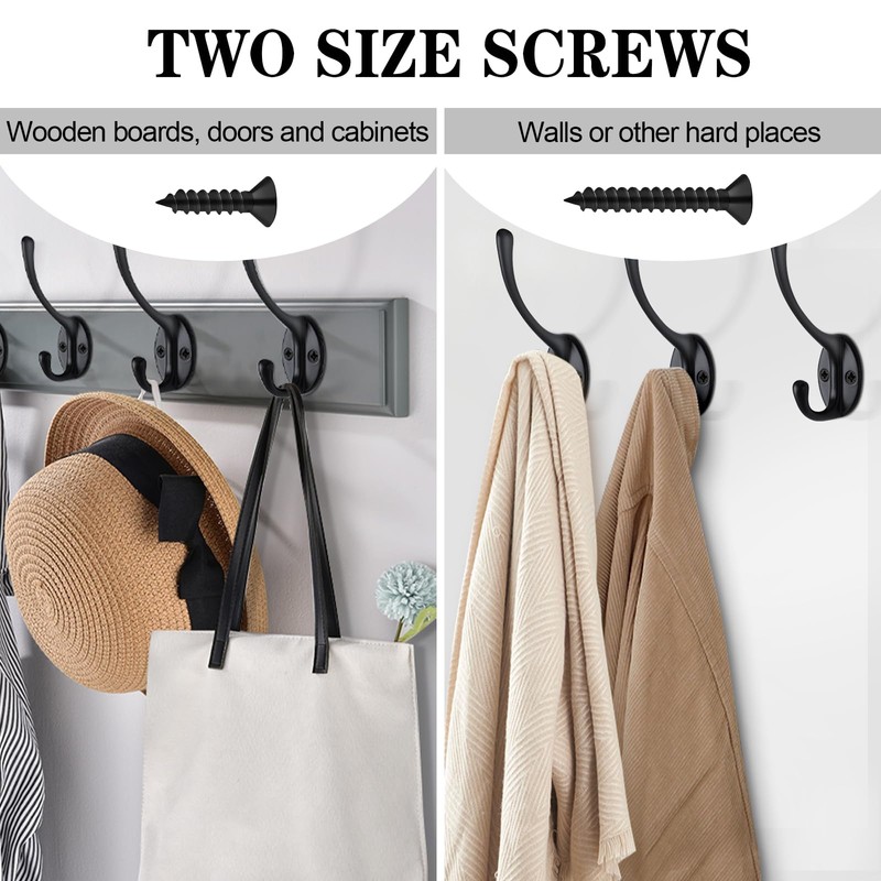 Pack of 6 Coat Hooks, Bolatus Coat Hooks, Gooseneck Hooks,