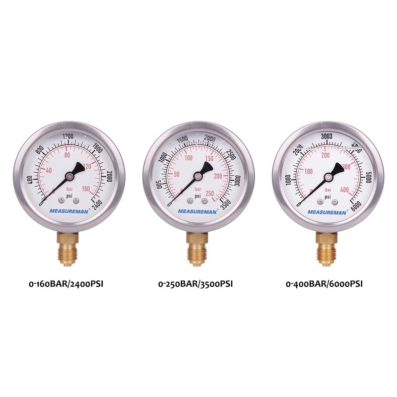 MEASUREMAN Portable Excavator Hydraulic Pressure Test Kit, Includes 3 Pressure