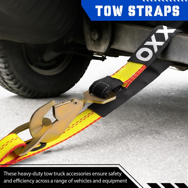 OXXTRIC V-Bridle Strap,2" x 4' Heavy Duty Tow Strap,D Ring